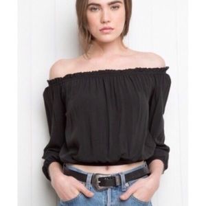 Black Long Sleeve Off the Shoulder Top